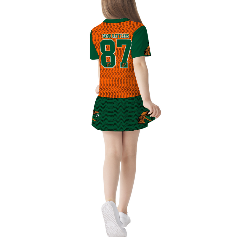 Famu Rattlers Girl's Dress Short Sleeve Round Neck Dress Fashion v6616