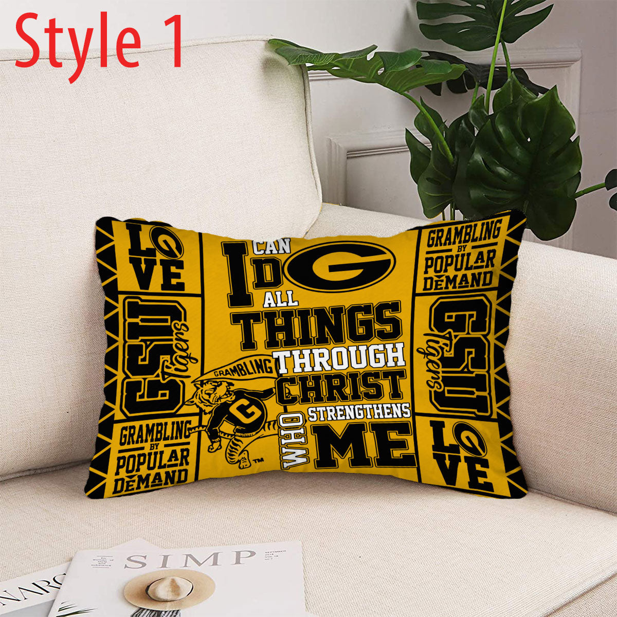 Grambling Throw Pillows & Cases Rectangle Printed v6699