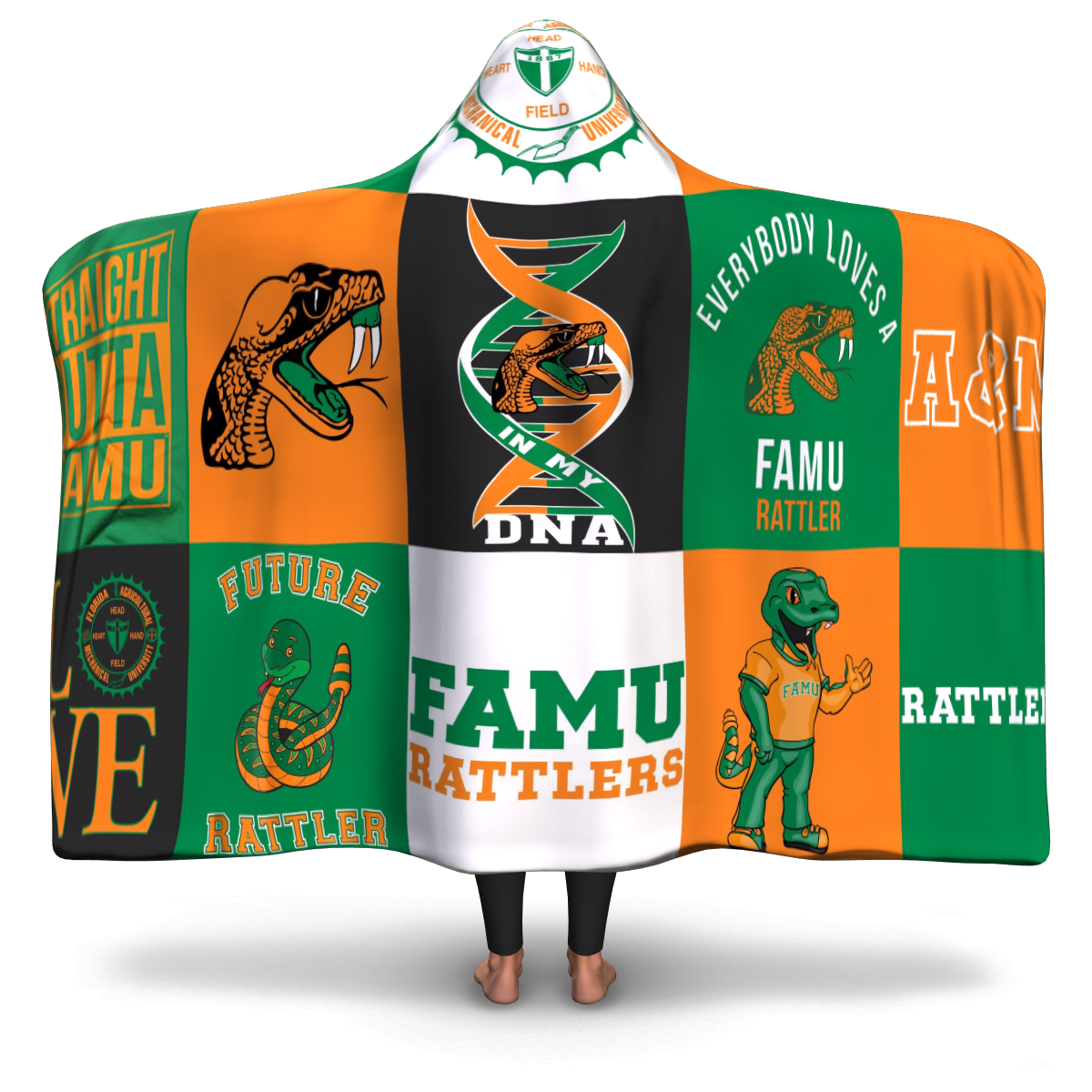 Famu Hooded Blanket AOP
