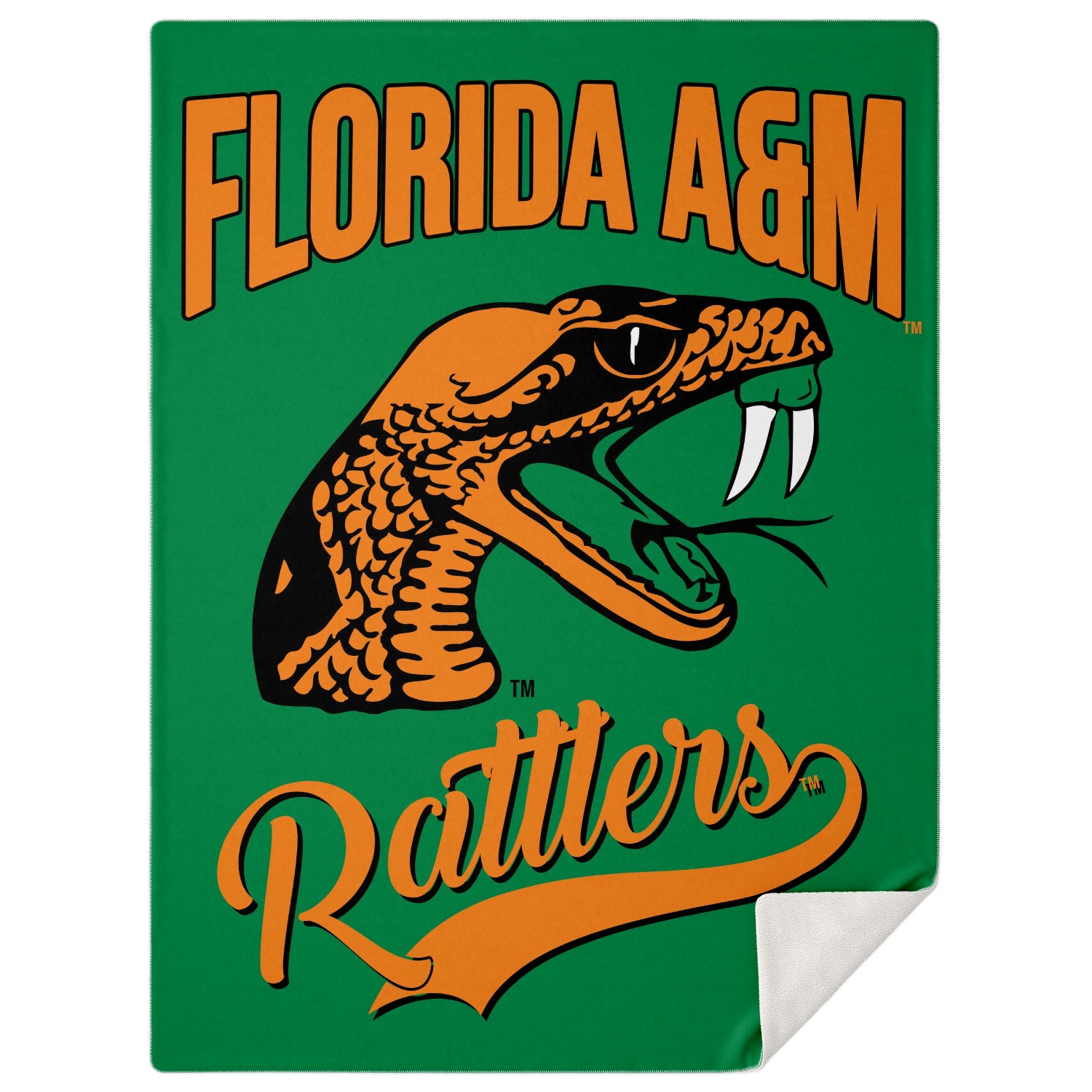 Famu Rattler Green Microfleece Blanket