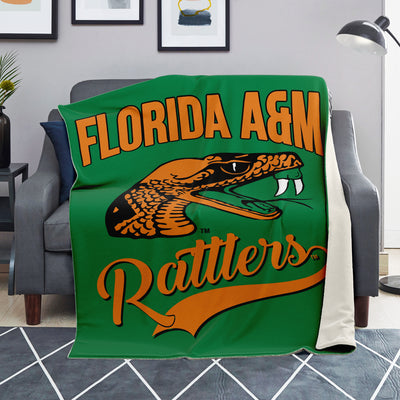 Famu Rattler Green Microfleece Blanket