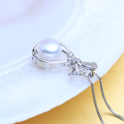 Natural Freshwater Pearl Pendant Necklace For Women Romantic 925 Sterling Silver Pendant With Pearl Wish Gift