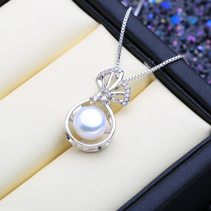 Natural Freshwater Pearl Pendant Necklace For Women Romantic 925 Sterling Silver Pendant With Pearl Wish Gift