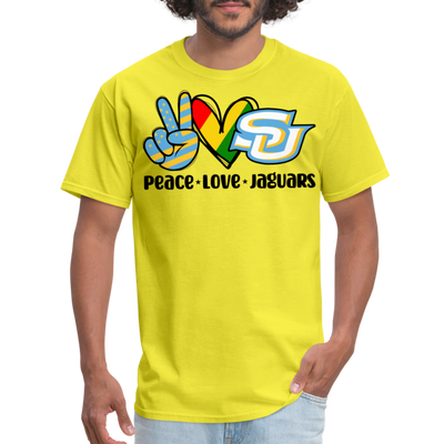 Peace Love Jaguars -SU Unisex T-Shirt - yellow