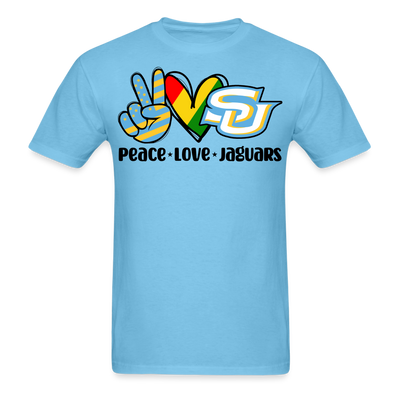 Peace Love Jaguars -SU Unisex T-Shirt - aquatic blue